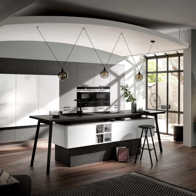 Bodensee Küchen Inpura Moderne Küche weiß schwarz