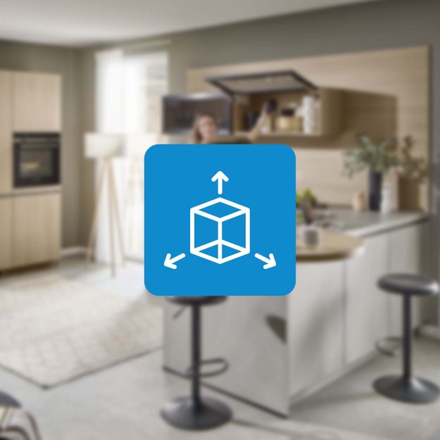 Moderne Küche mit Holz- und Grautönen – Symbol für den 3D-Küchenplaner von Bodensee Küchen zur individuellen Planung und Gestaltung.