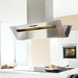 Hochwertige Dunstabzugshaube von berbel mit klarer Edelstahl-Optik und integrierter LED-Beleuchtung – leistungsstark, leise und dank innovativer Technik besonders effizient bei der Beseitigung von Kochdünsten